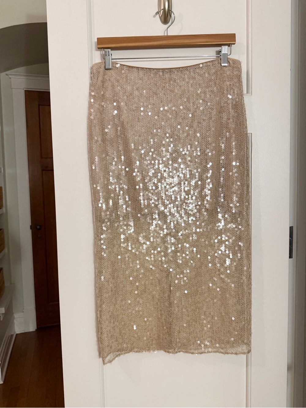 Veronica Beard Champagne Blush Sequin Knit Midi Skirt
